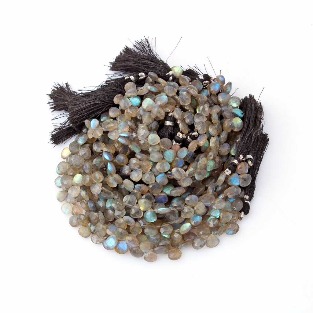Natural Labradorite Heart Shape Beads, 13-strand beads