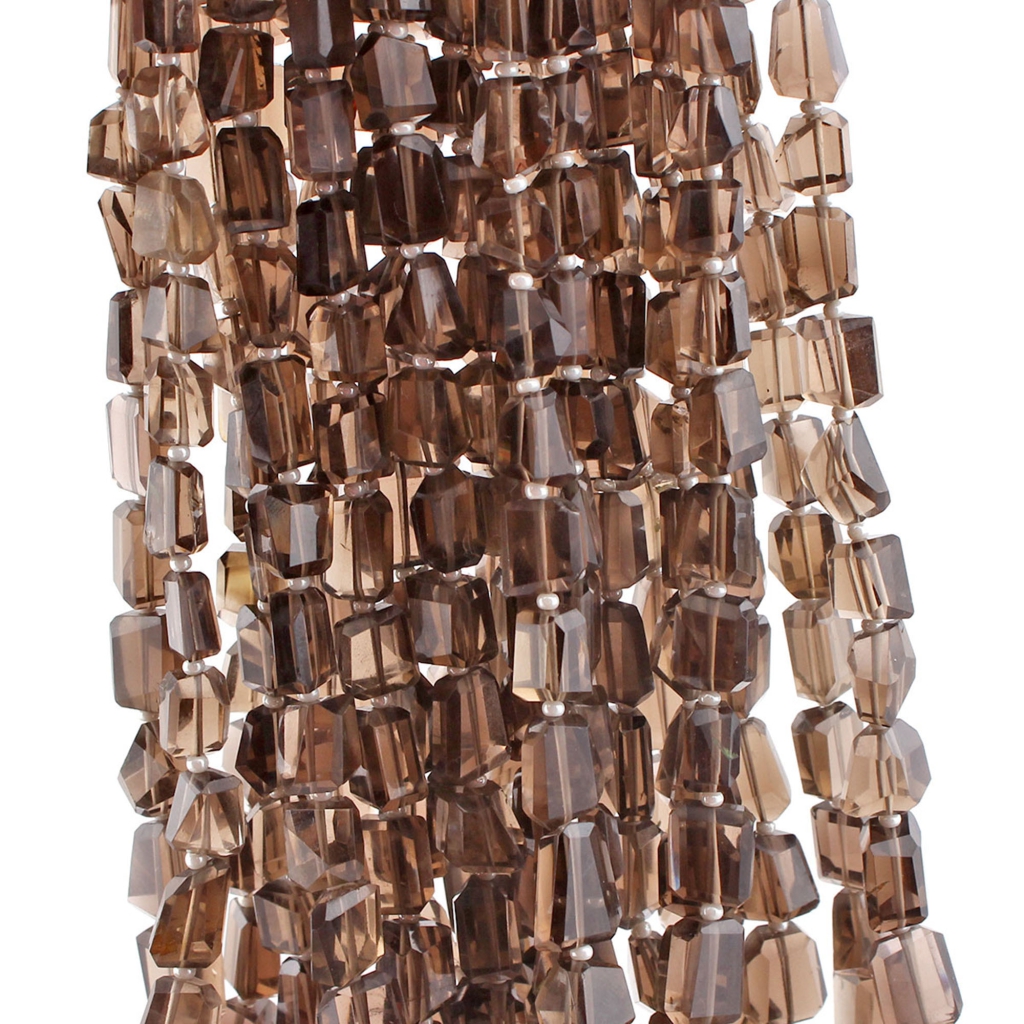 Natural Smoky Quartz Faceted Tumble Beads For Jewelry Making
