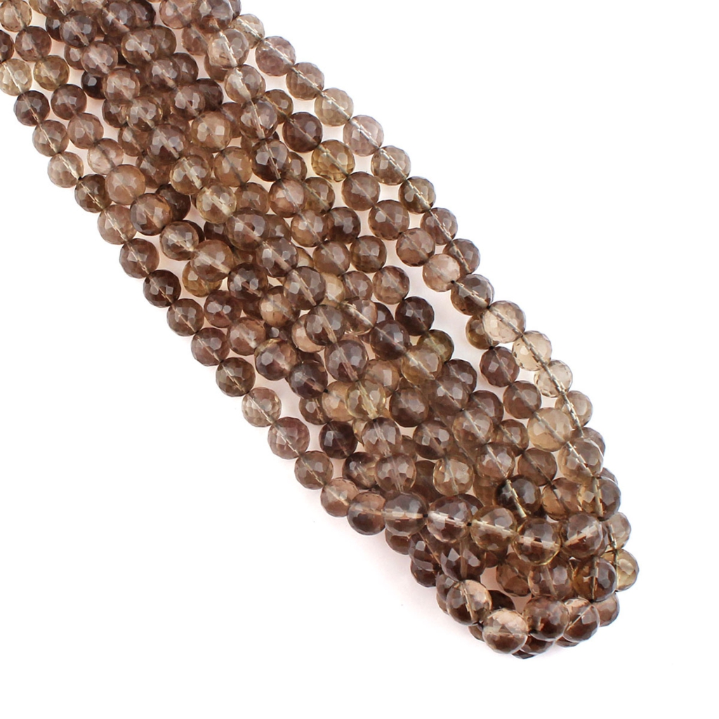 Top Quality Smoky Quartz Balls Shape Faceted Beads For Jewelry