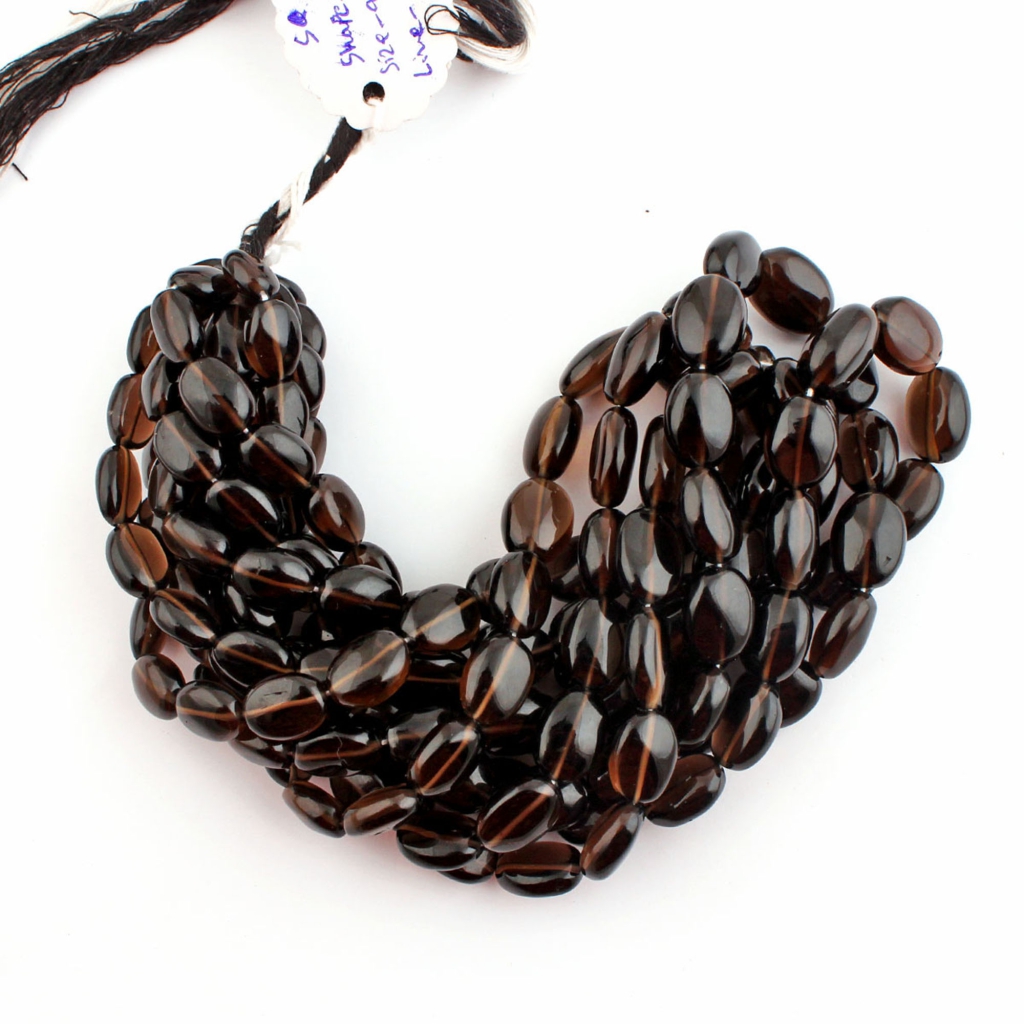 Natural Smoky Quartz Plain Tumble Gemstone Beads For Jewelry