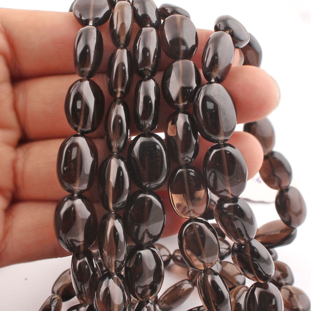 Natural Smoky Quartz Plain Tumble Gemstone Beads For Jewelry