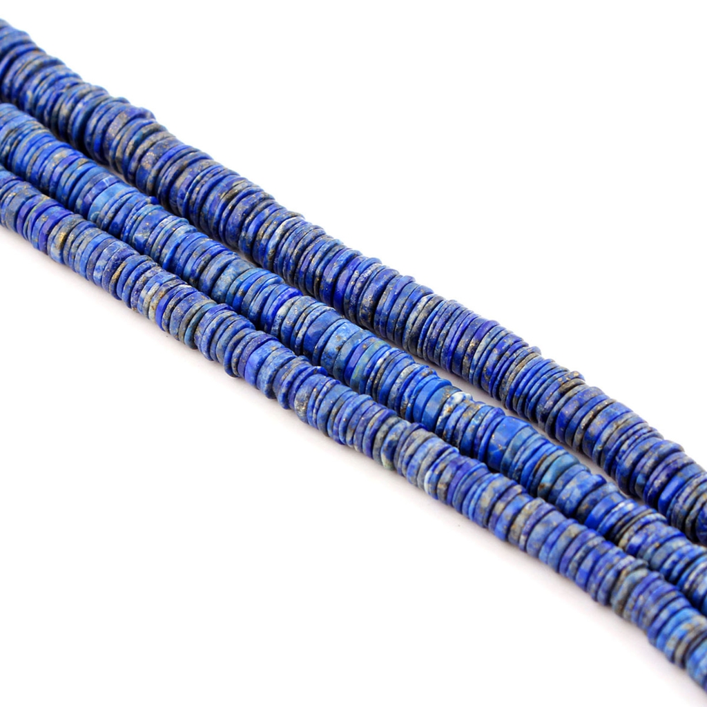 Blue Lapis Lazuli Handmade Coin Shape Beads For Jewelry Making