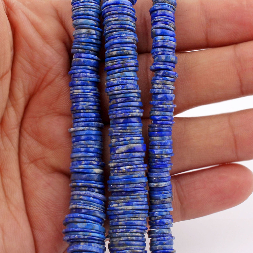 Blue Lapis Lazuli Handmade Coin Shape Beads For Jewelry Making