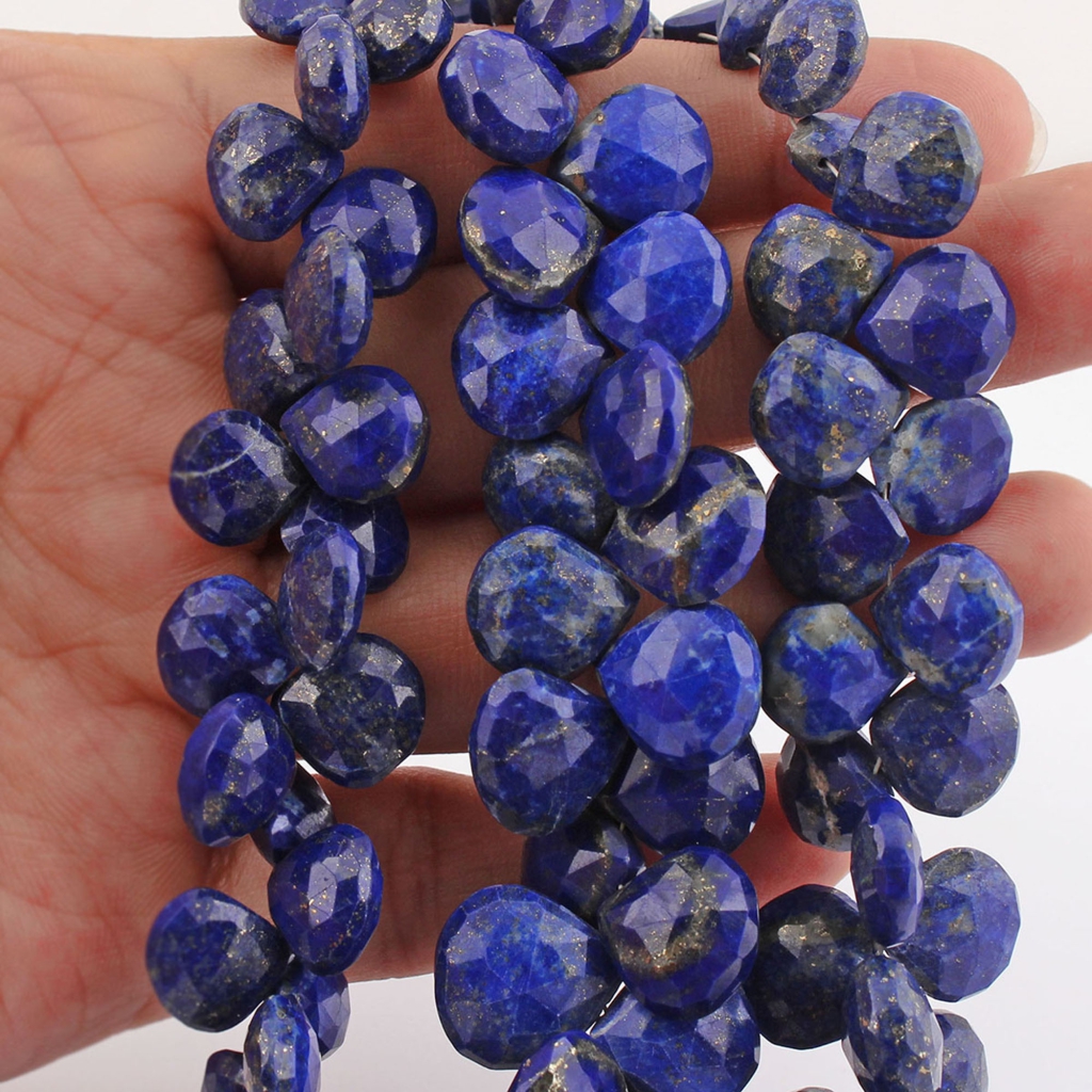 10-13mm Heart Shape Lapis Lazuli Faceted Gemstone Beads