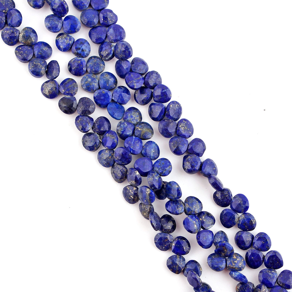 Faceted Lapis Lazuli Heart Shape Handmade Beads For Jewelry