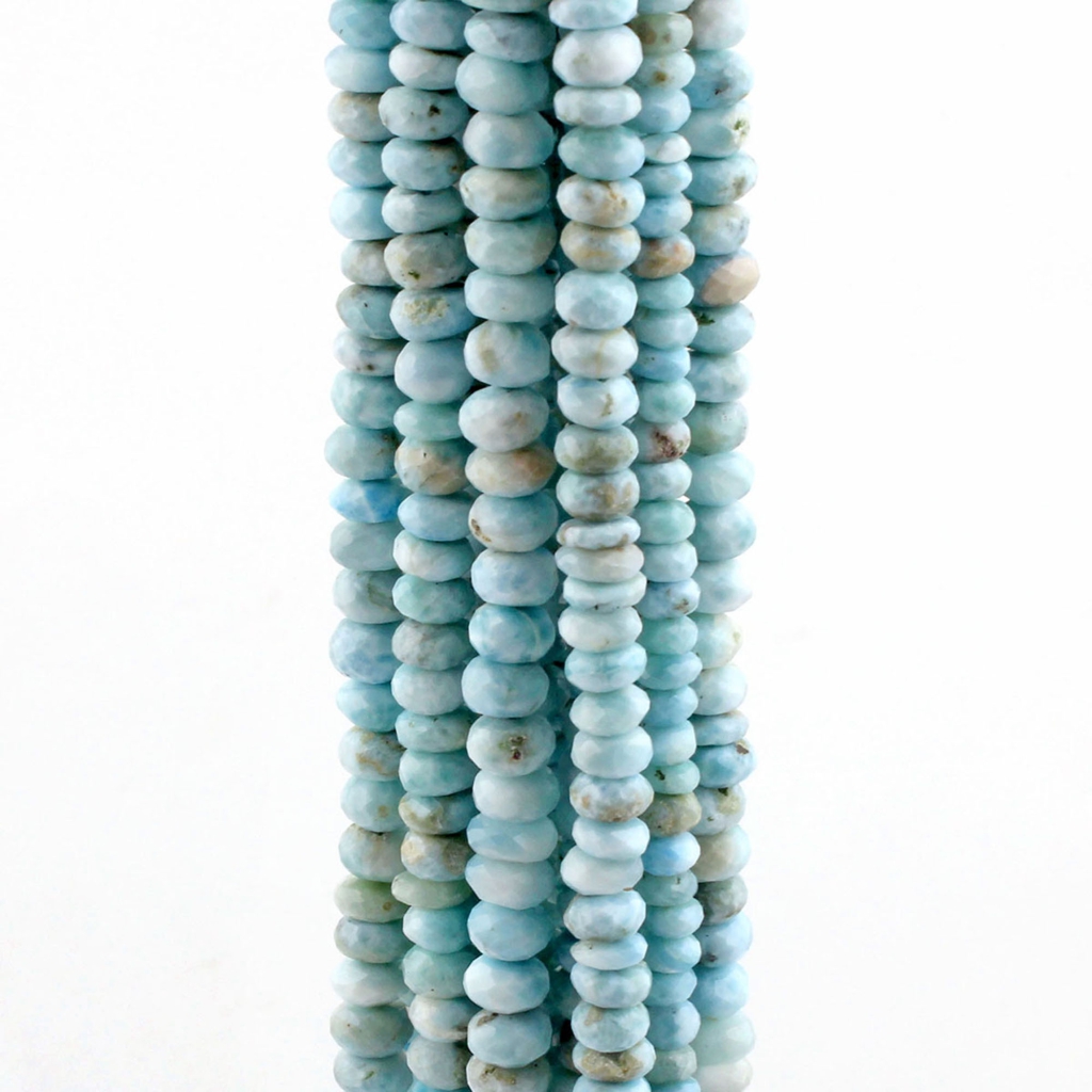 Larimar Faceted 6-8mm Round Gemstone Beads For Jewelry