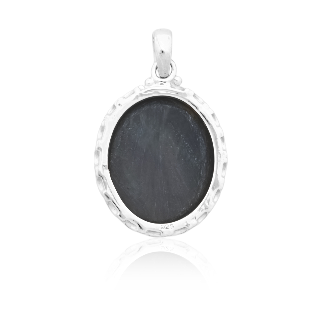 Natural Rainbow Obsidian November Birthstone Sterling Silver Pendant