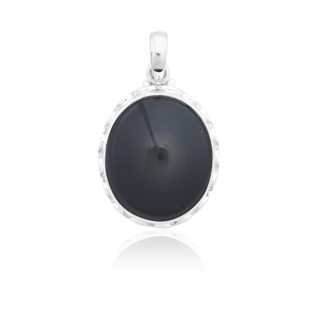 Natural Rainbow Obsidian November Birthstone Sterling Silver Pendant