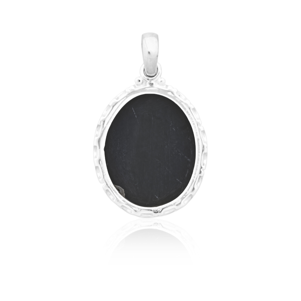 Natural Rainbow Obsidian November Birthstone Sterling Silver Pendant