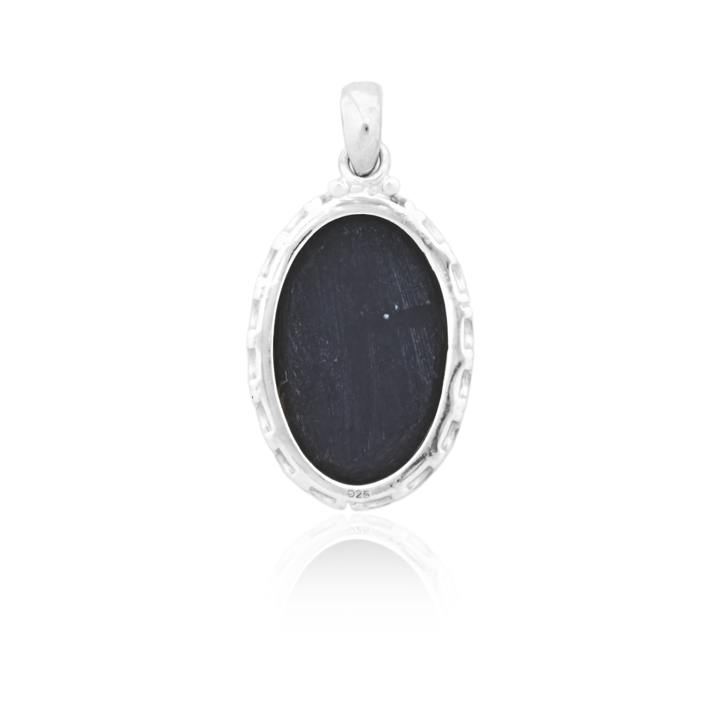 Natural Rainbow Obsidian November Birthstone Sterling Silver Pendant