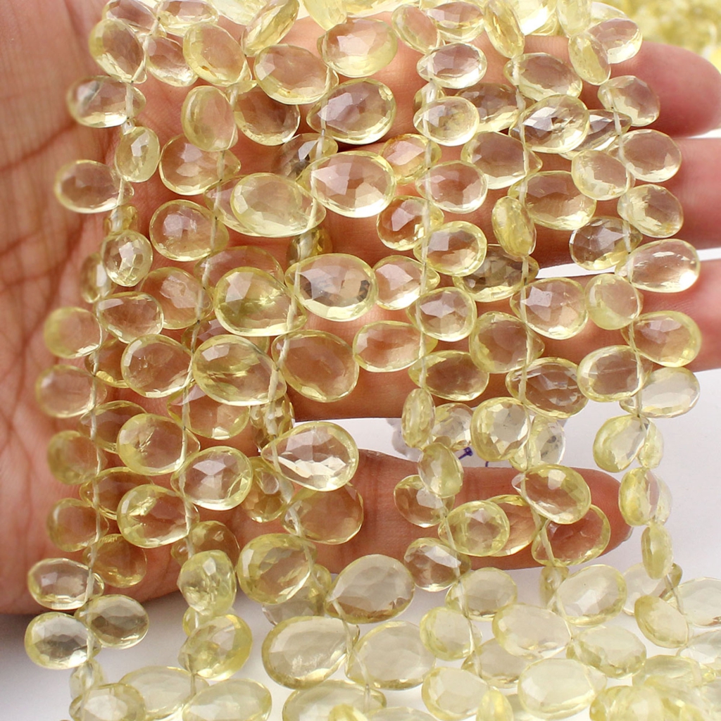 Handmade Lemon Quartz Pear Faceted Gemstone Beads For Jewelry