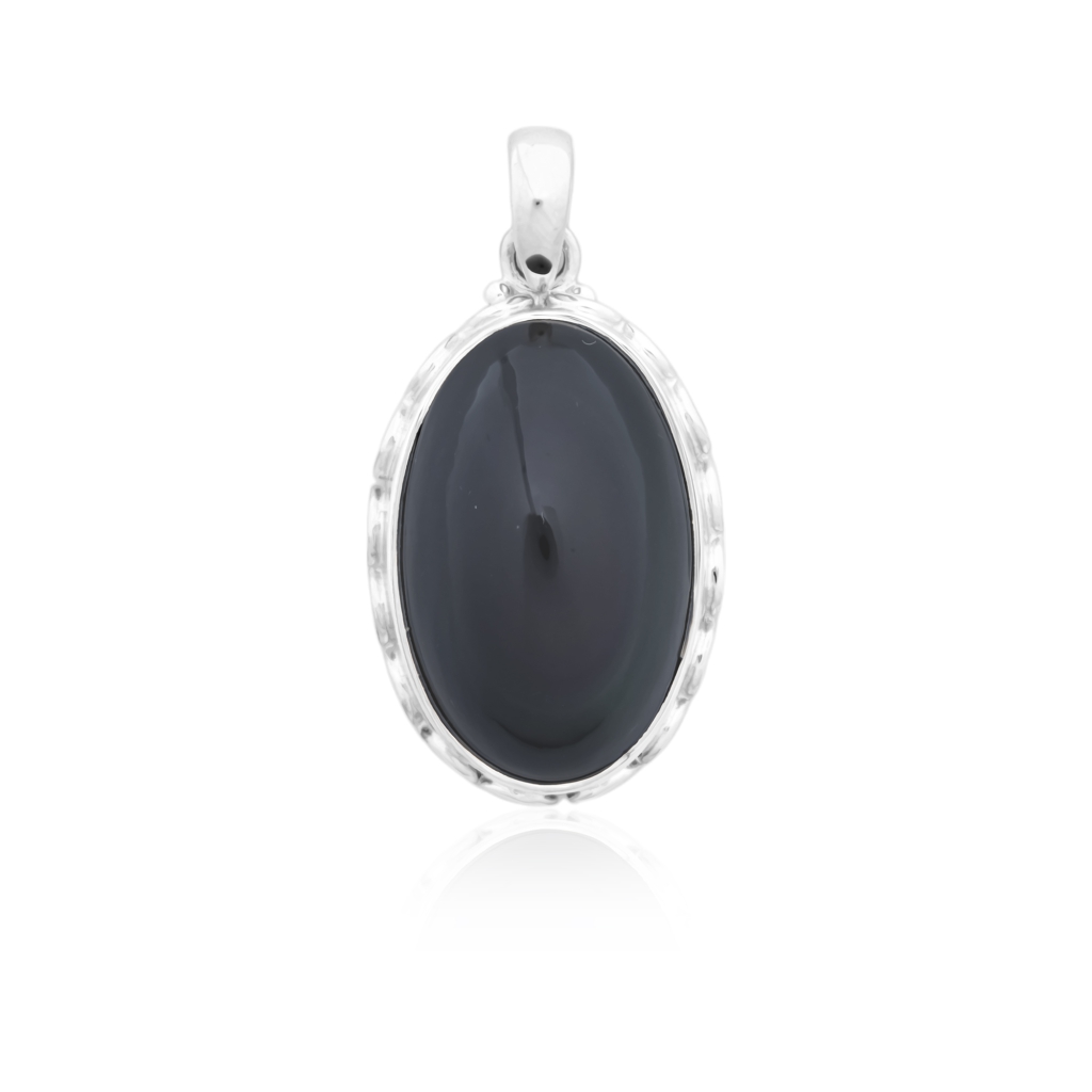 Natural Rainbow Obsidian November Birthstone Sterling Silver Pendant