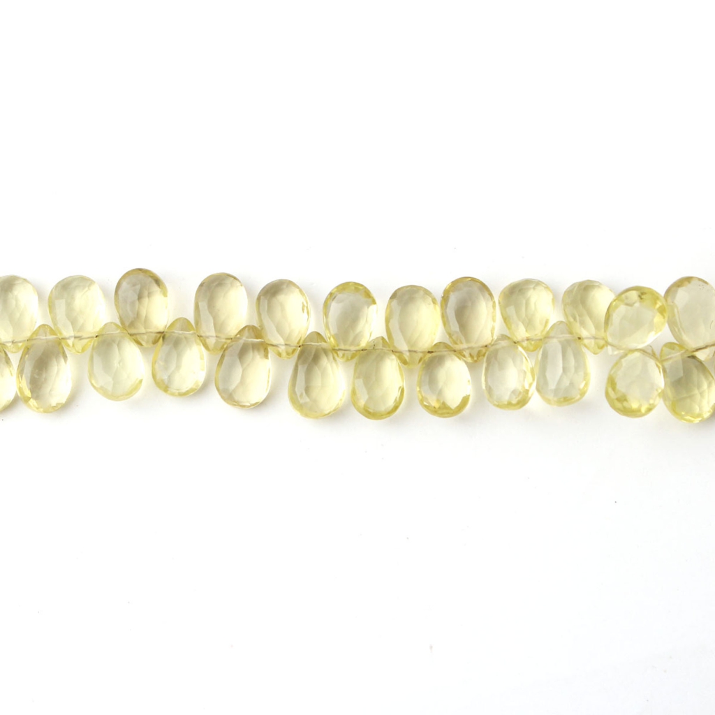 Handmade Lemon Quartz Pear Faceted Gemstone Beads For Jewelry