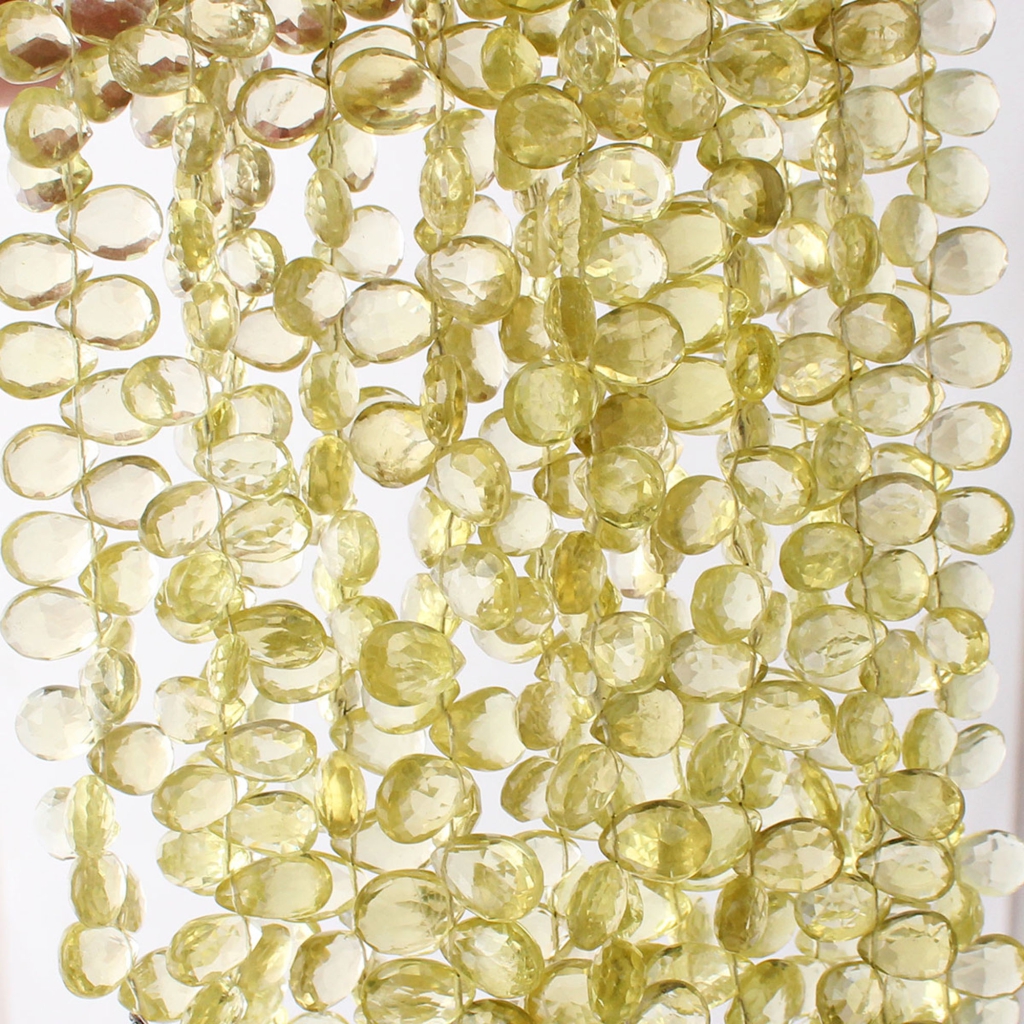 Handmade Lemon Quartz Pear Faceted Gemstone Beads For Jewelry