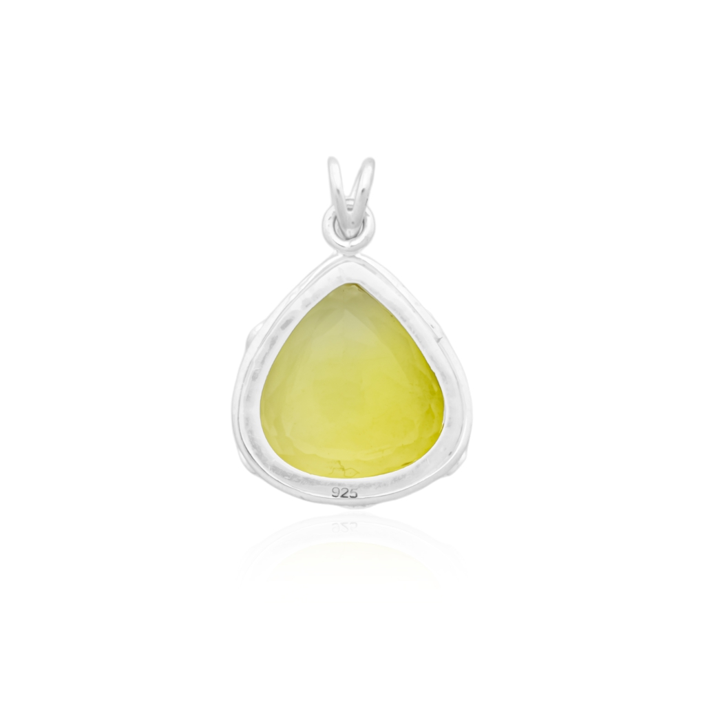 Natural Lemon Quartz February Birthstone Sterling Silver Pendant