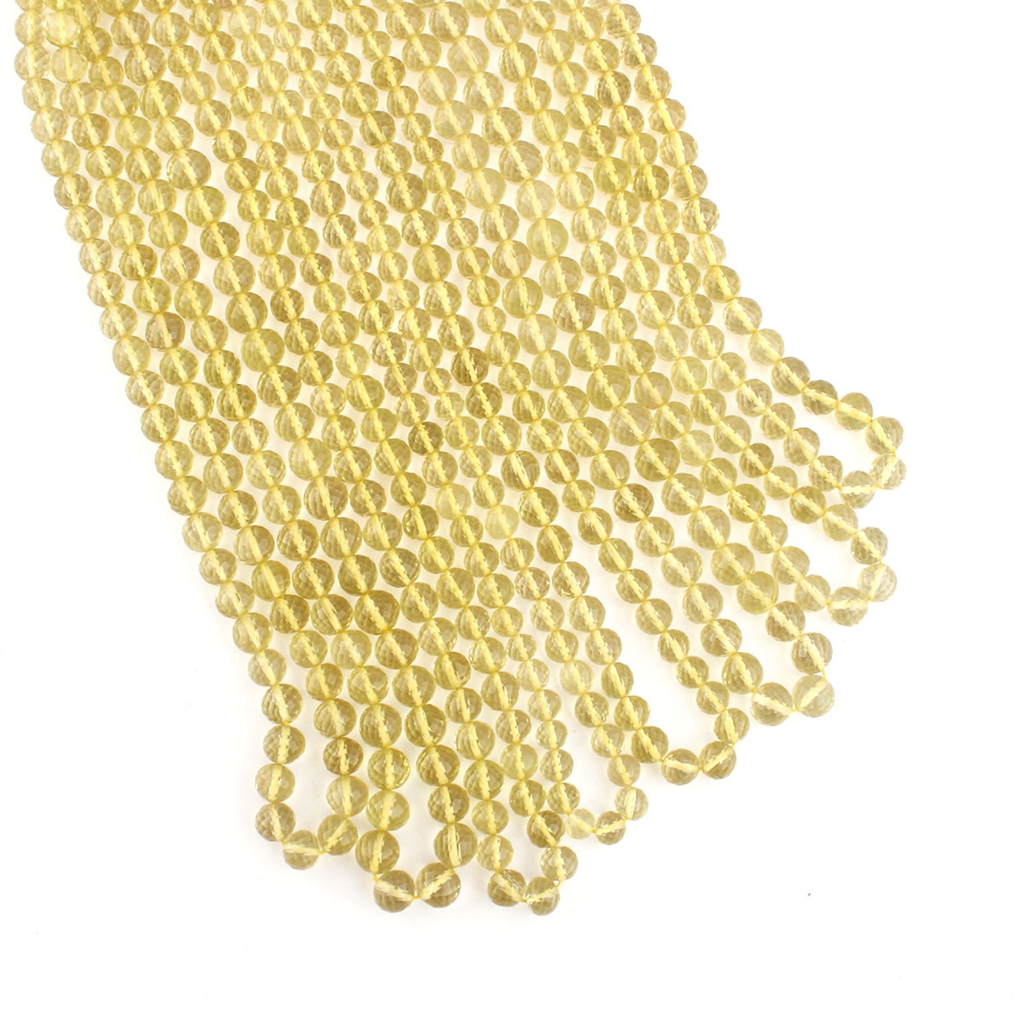 Faceted Lemon Quartz Gemstone Handmade 7 Strands 16 Inches Beads