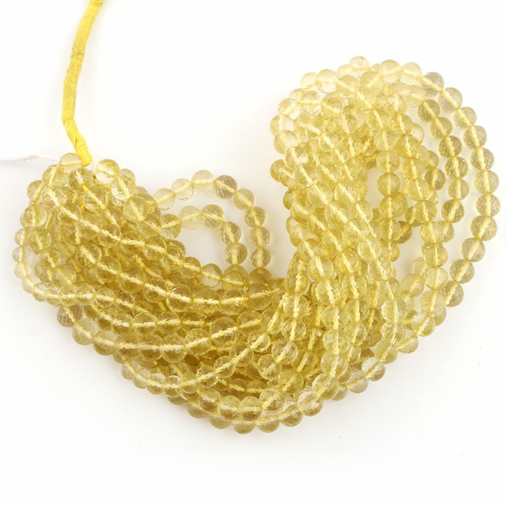 Faceted Lemon Quartz Gemstone Handmade 7 Strands 16 Inches Beads