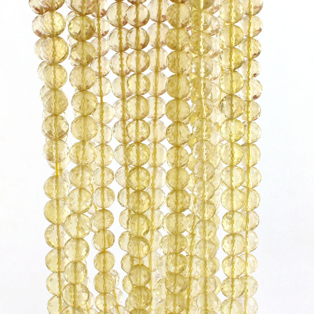 Faceted Lemon Quartz Gemstone Handmade 7 Strands 16 Inches Beads