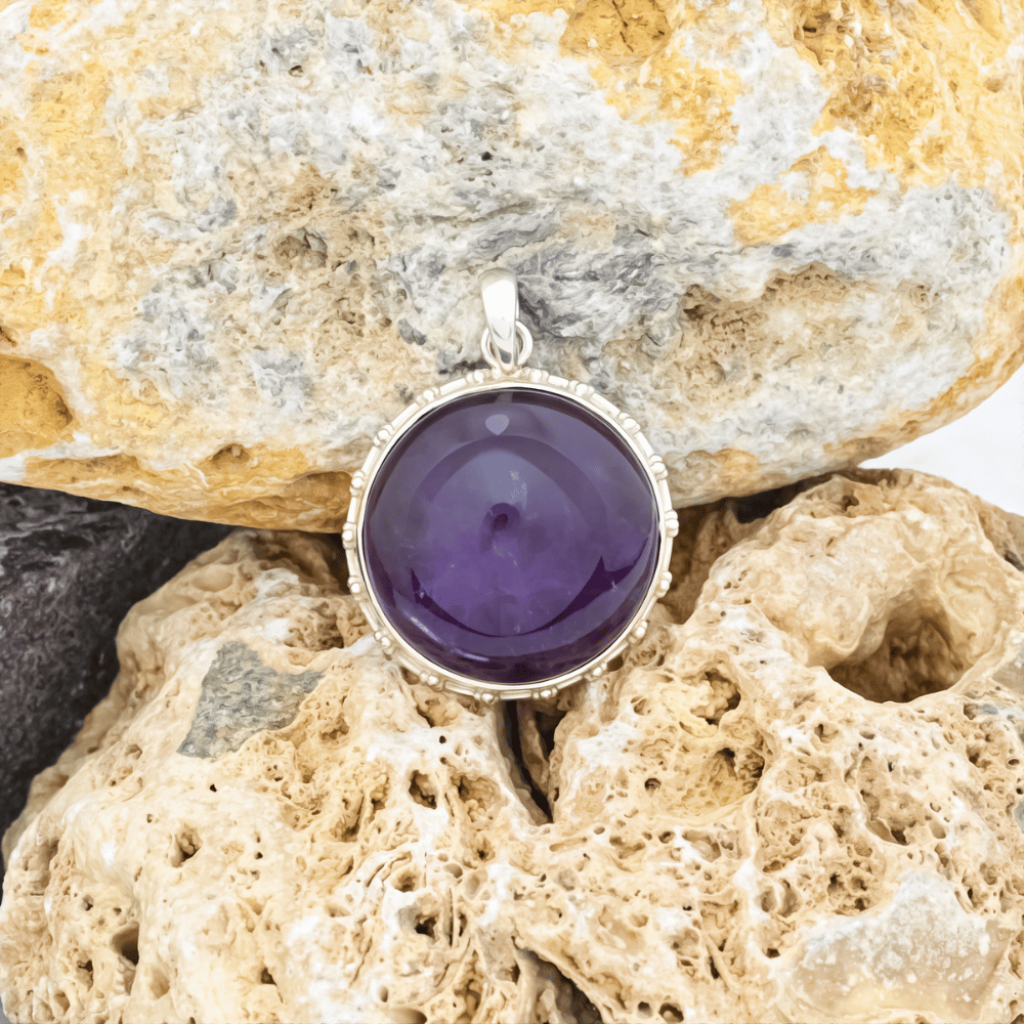 Natural Amethyst February Birthstone Sterling Silver Pendant