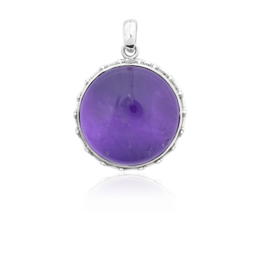 Natural Amethyst February Birthstone Sterling Silver Pendant
