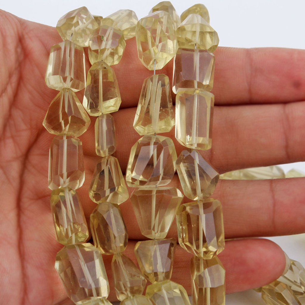 Lemon Quartz Faceted Small Size Handmade Tumble Beads