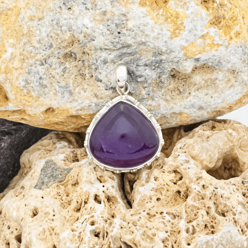 Natural Amethyst February Birthstone Sterling Silver Pendant For Women