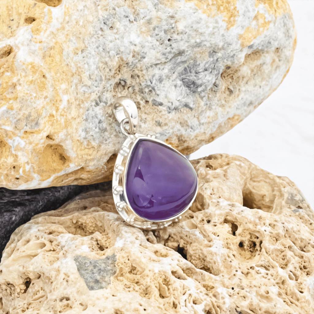 Natural Amethyst February Birthstone Sterling Silver Pendant For Women