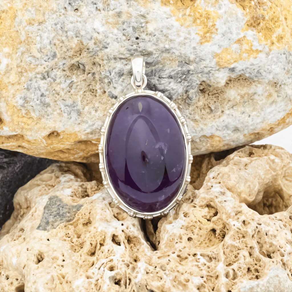 Natural Amethyst February Birthstone Sterling Silver Pendant