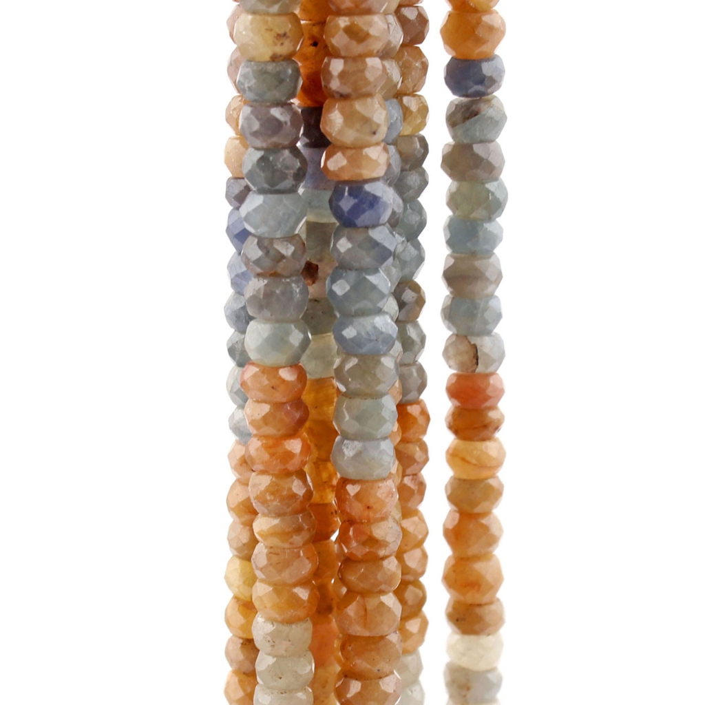 Natural Multi Sapphire 5mm Round Faceted Handmade 9 Strands Beads