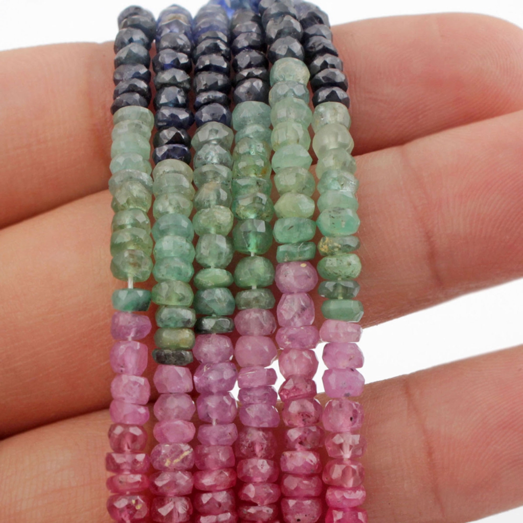 Faceted Multi Sapphire 3mm Round 7 Strands Beads For Jewelry