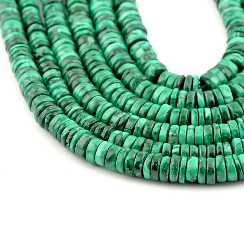 Natural Malachite Gemstone 6mm Coin Shape 10 Strands Beads