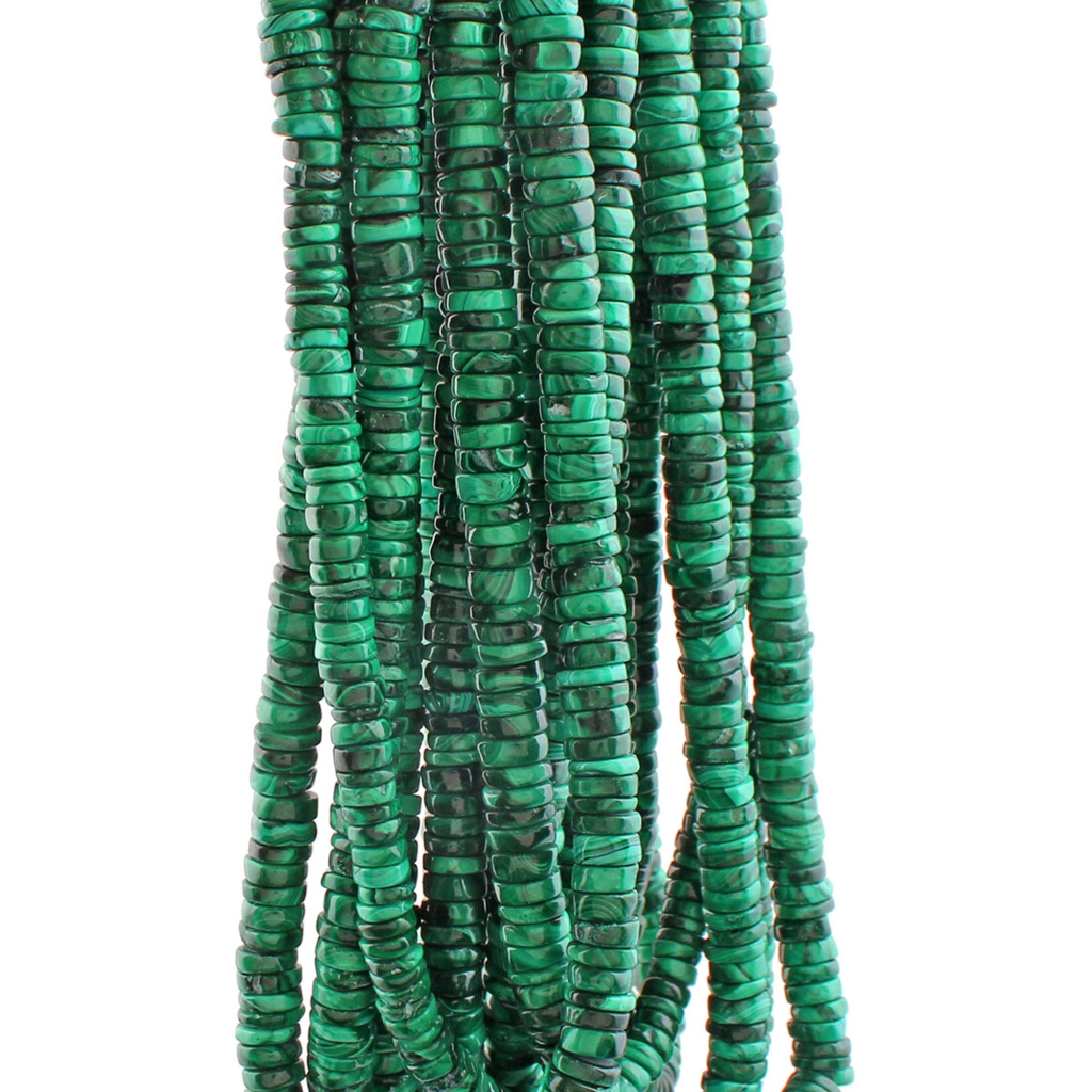 Natural Malachite Gemstone 6mm Coin Shape 10 Strands Beads