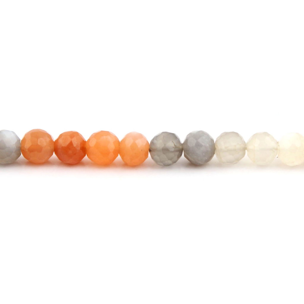 Natural Multi Moonstone 7mm Balls Shape Faceted 12 Strands Beads