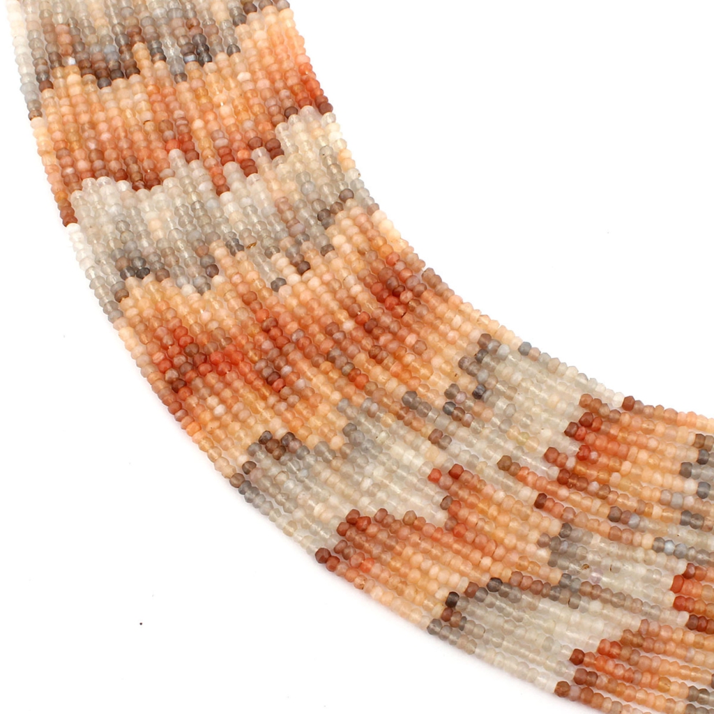 Round Multi Moonstone Faceted 4mm Gemstone Beads For Jewelry