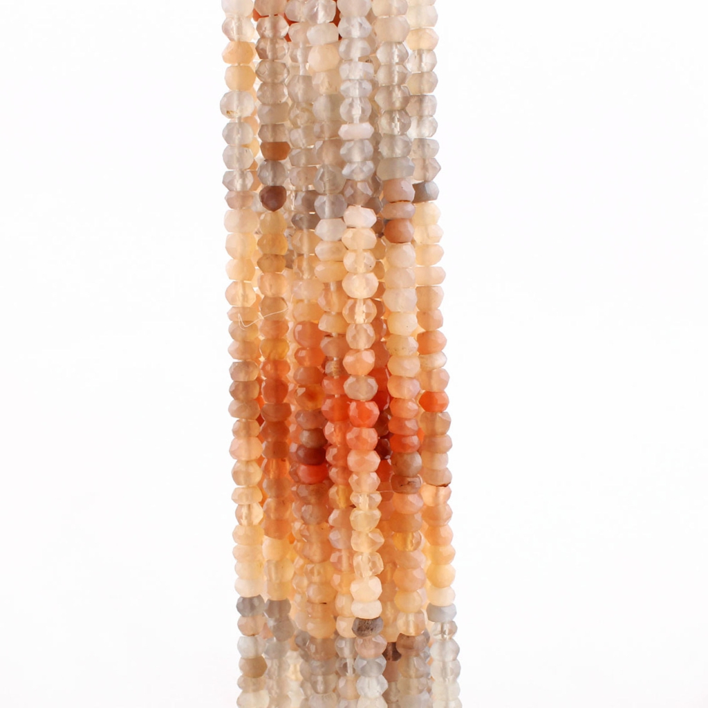 Round Multi Moonstone Faceted 4mm Gemstone Beads For Jewelry