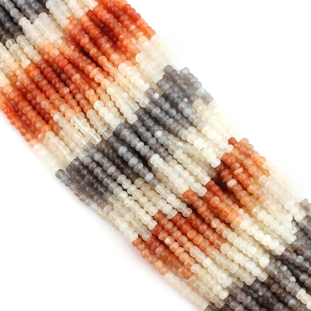 Faceted Multi Moonstone Handmade Round Beads For Jewelry Making