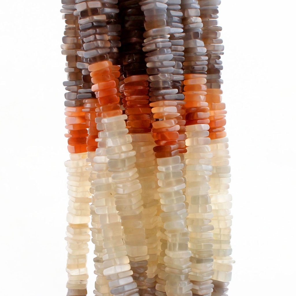 High Quality Multi Moonstone Square Gemstone 11 Strands Beads