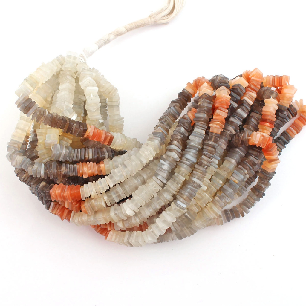 High Quality Multi Moonstone Square Gemstone 11 Strands Beads