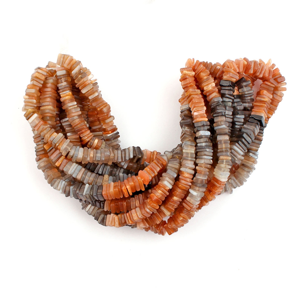 Multi Moonstone Square Shape 14 Strands Beads For Jewelry