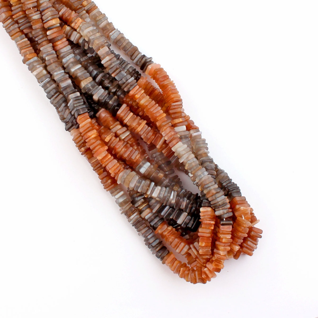 Multi Moonstone Square Shape 14 Strands Beads For Jewelry