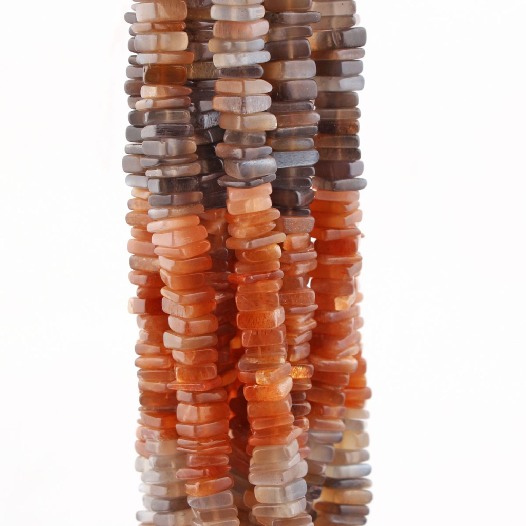 Multi Moonstone Square Shape 14 Strands Beads For Jewelry