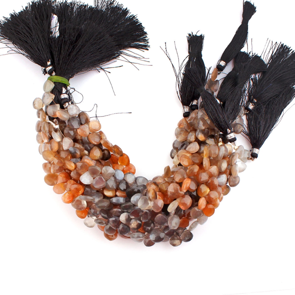 Wholesale Multi Moonstone Handmade 8-11mm Heart Shape Beads