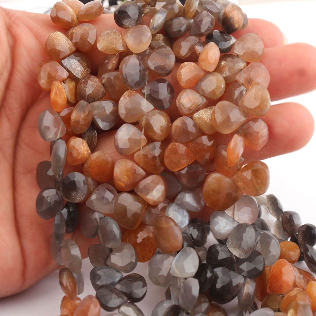 Wholesale Multi Moonstone Handmade 8-11mm Heart Shape Beads