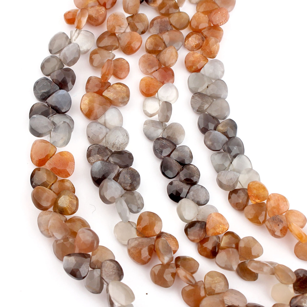 Wholesale Multi Moonstone Handmade 8-11mm Heart Shape Beads