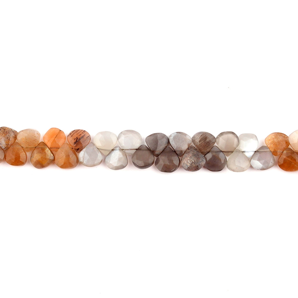 Faceted Multi Moonstone Heart Gemstone Beads For Jewelry Making