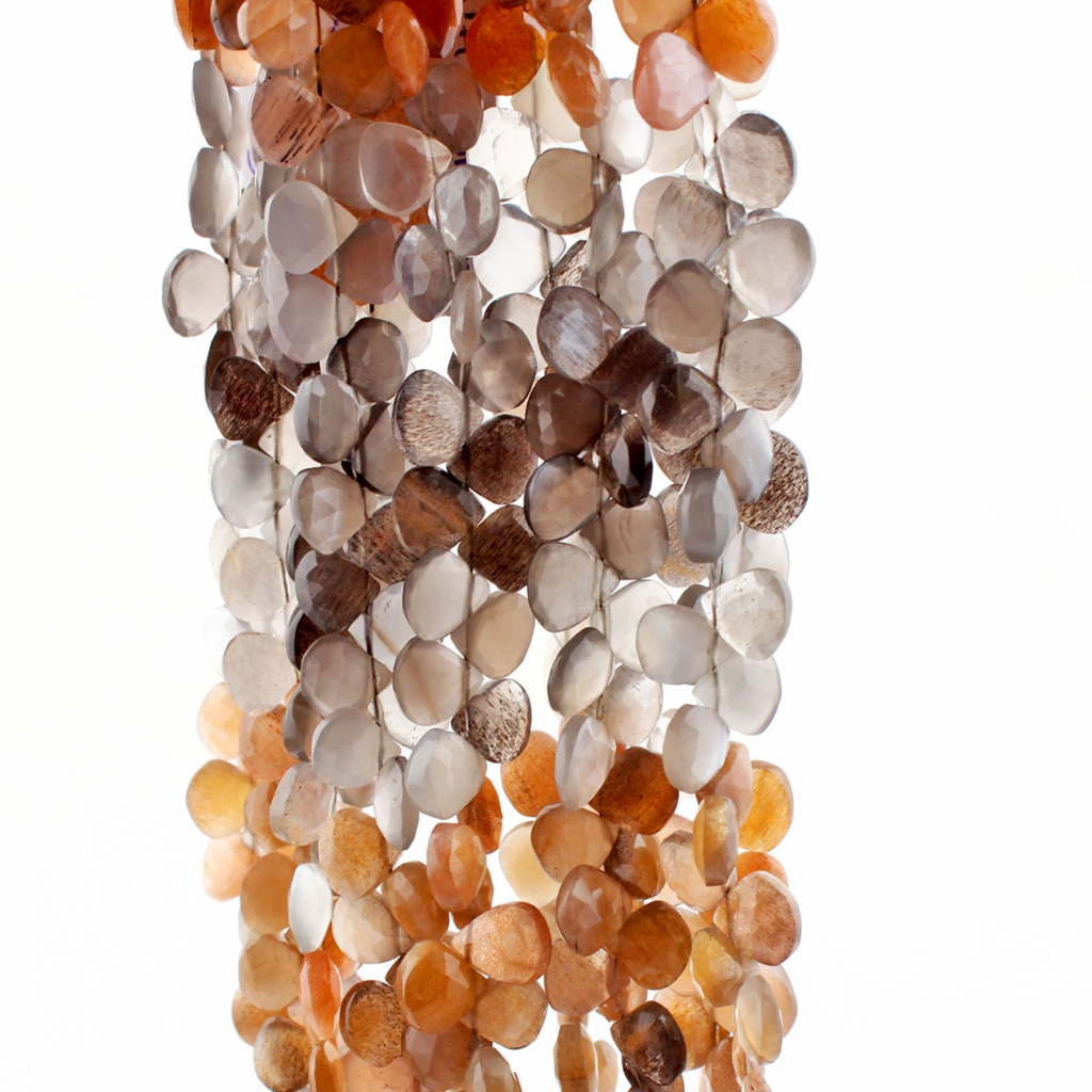 Faceted Multi Moonstone Heart Gemstone Beads For Jewelry Making