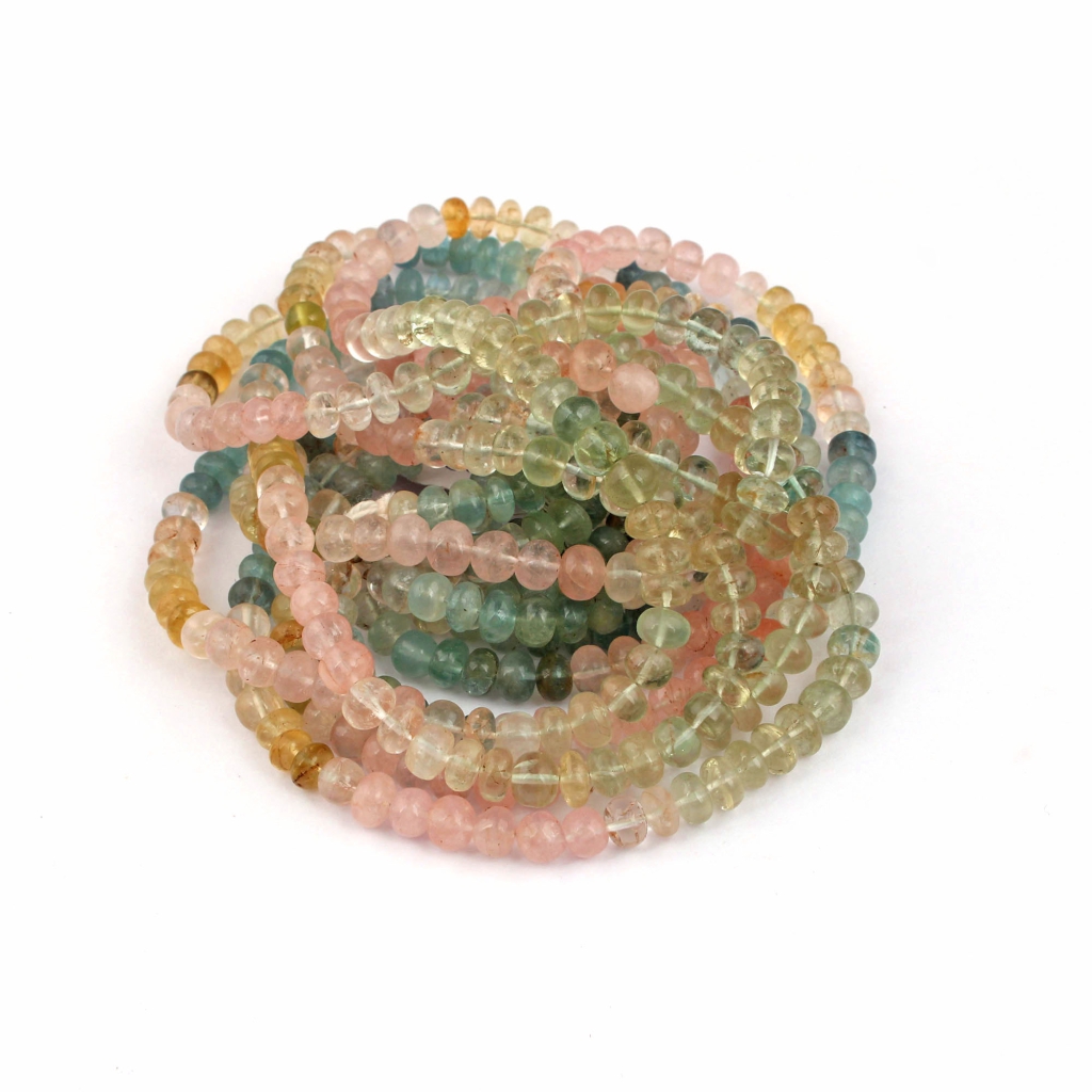 Aquamarine Morganite Smooth Rondelle 6-7mm Gemstone Beads For Jewelry Making