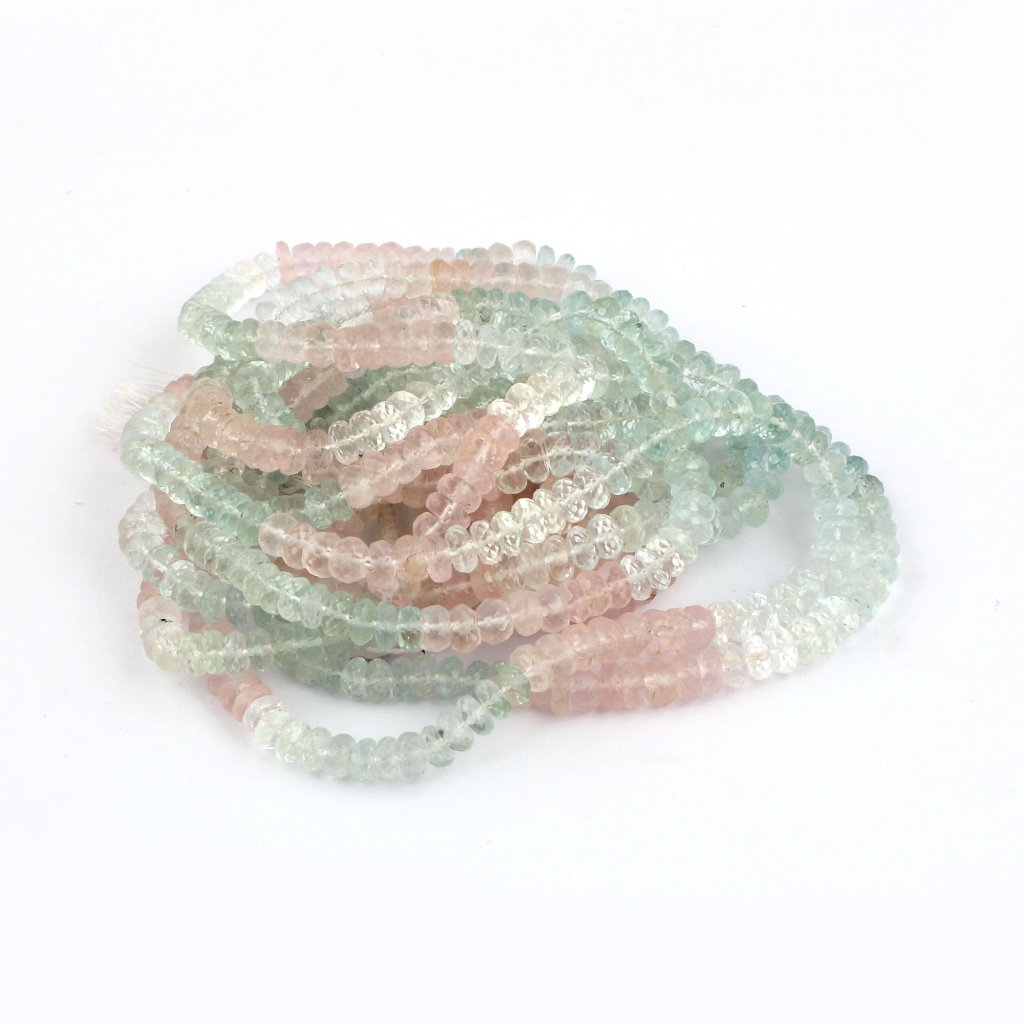 Quality Morganite Aquamarine Rondelle 5-6mm Micro Cut Gemstone Beads