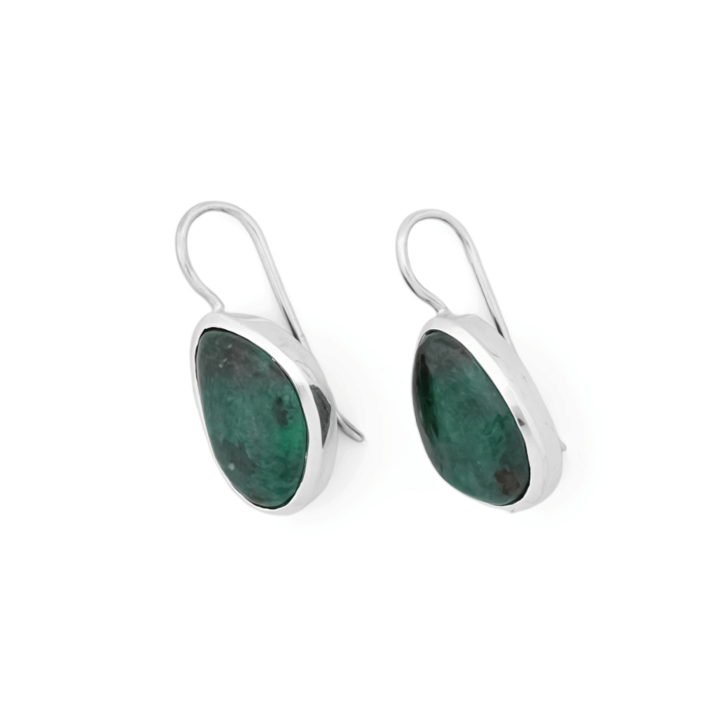 Natural Chrysocolla Gemstone Dangle Sterling Silver Women Earrings