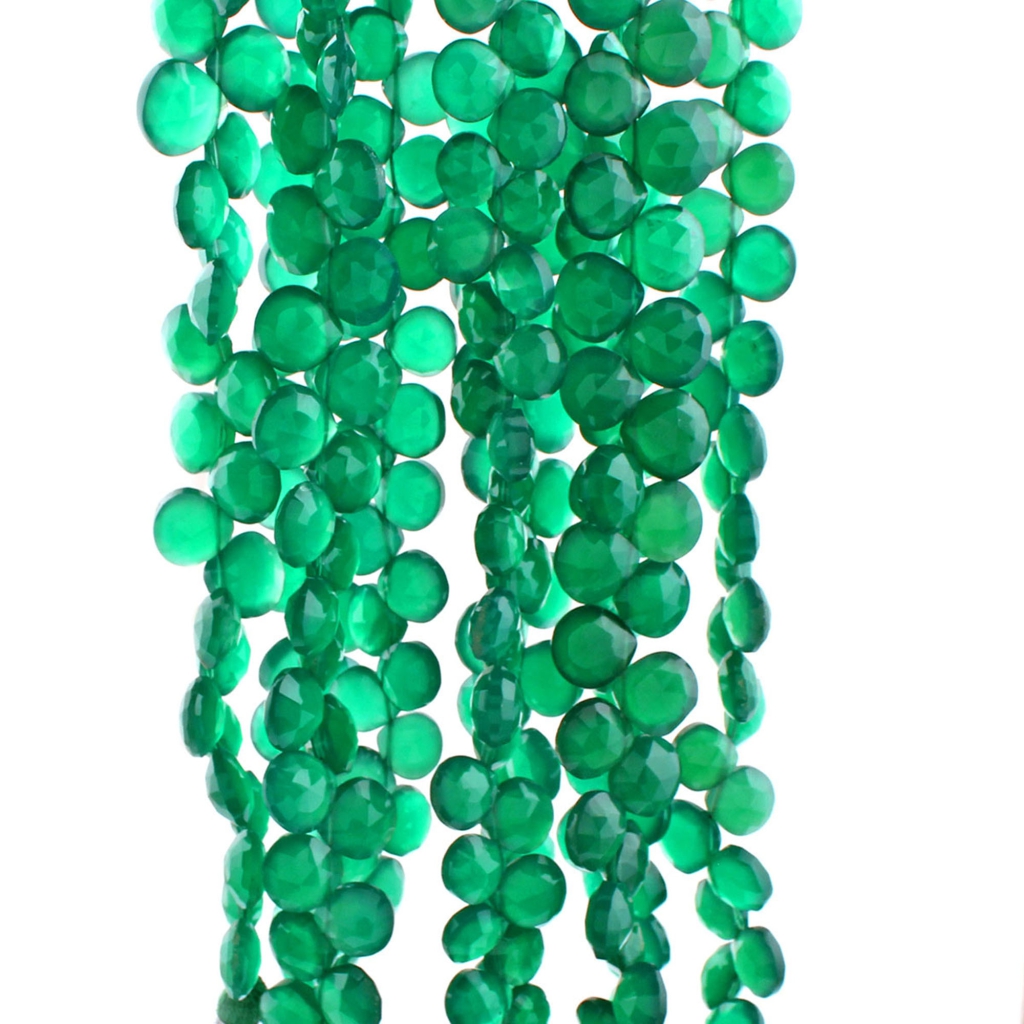 Top Quality Green Onyx Heart Shape Faceted Handmade Beads